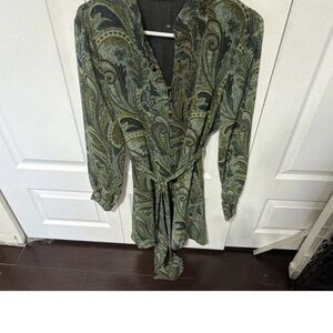 Zara Green and Black Paisley Dress